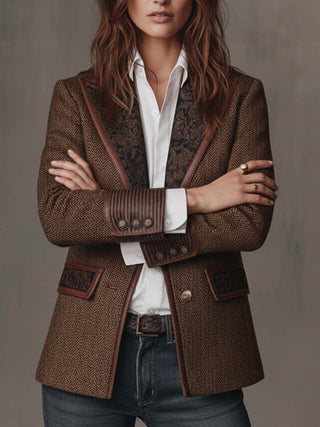 Arabella | Herringbone Panel Blazer