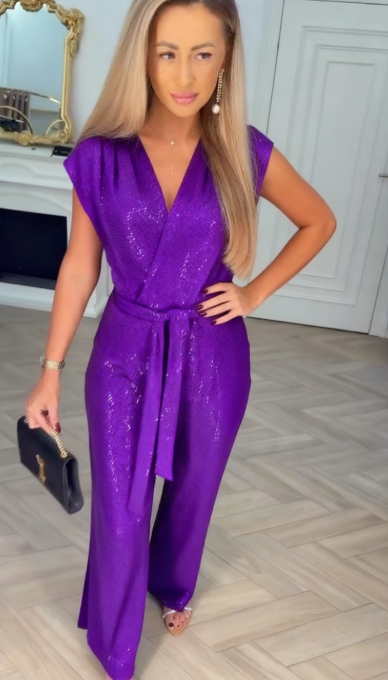 CELESTE | SEQUIN TIE-WAIST JUMPSUIT