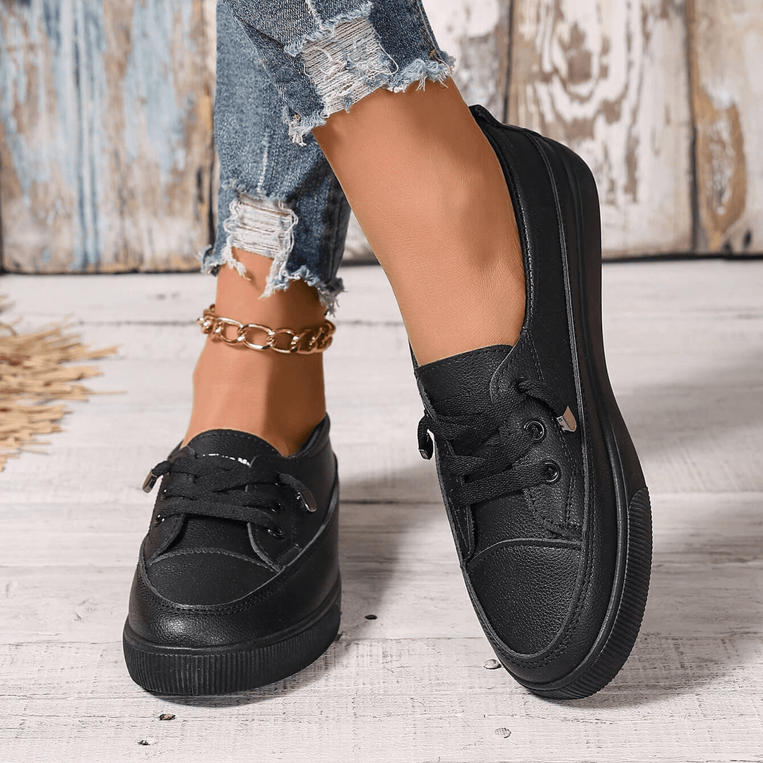 LORNA | ORTHOPAEDIC WHITE LACE-UP FLAT TRAINERS