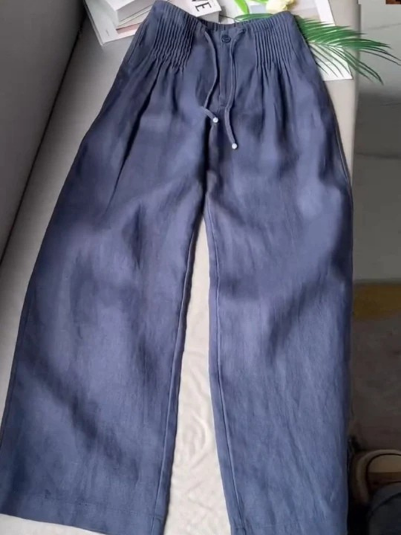 FIONA | WIDE-LEG COTTON BLEND TROUSERS