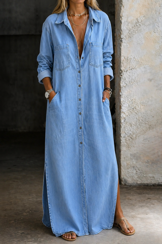 THEODORA | DENIM BUTTON DOWN DRESS