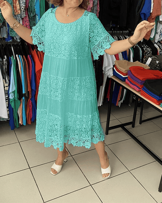 ANABEL | WHITE LACE TIERED MIDI DRESS