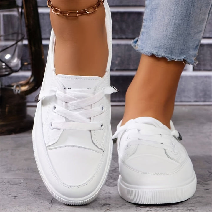 LORNA | ORTHOPAEDIC WHITE LACE-UP FLAT TRAINERS