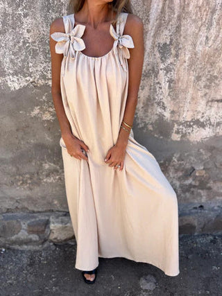 SYBIL | BOW STRAP U-NECK MAXI DRESS