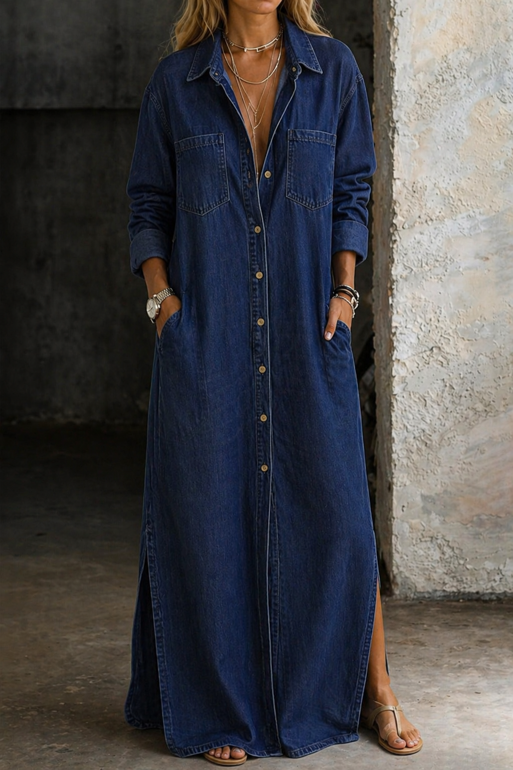 THEODORA | DENIM BUTTON DOWN DRESS