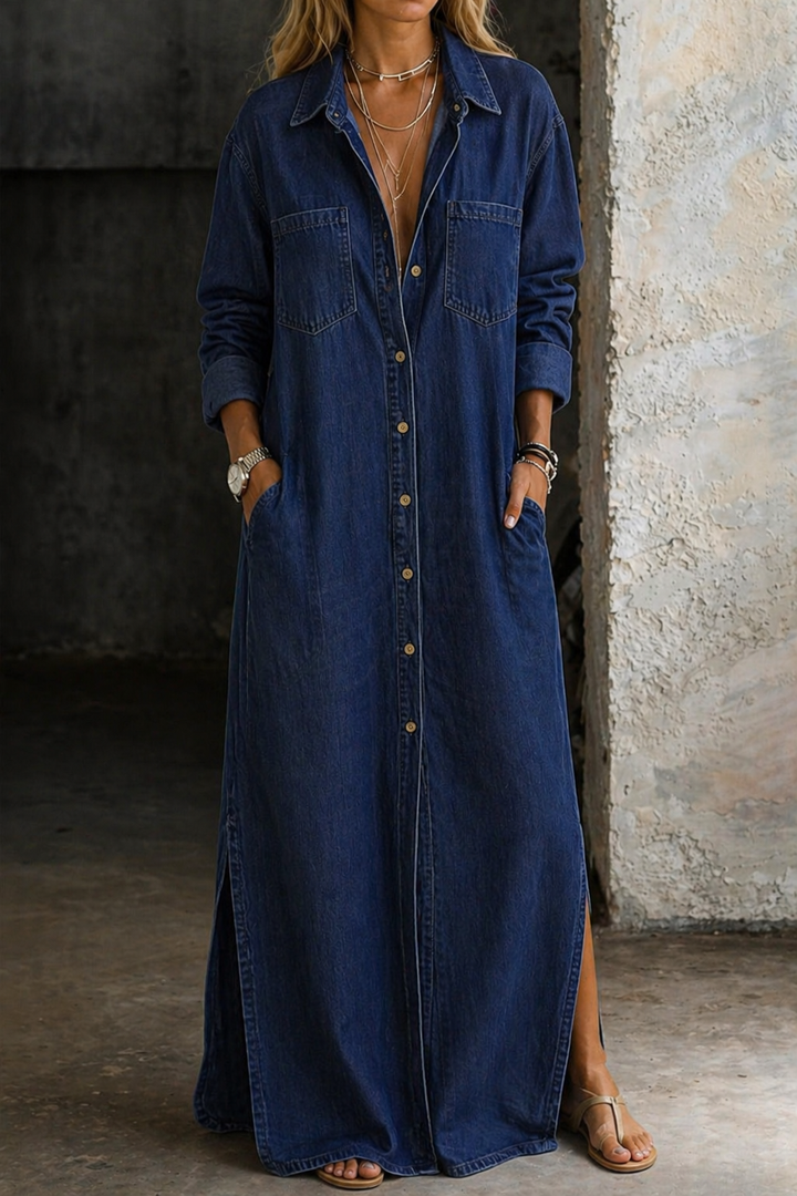 THEODORA | DENIM BUTTON DOWN DRESS