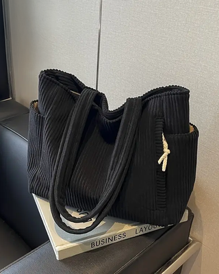 SYLVA | RIBBED TOTE BAG WITH CORD DETAIL