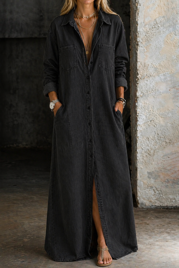 THEODORA | DENIM BUTTON DOWN DRESS