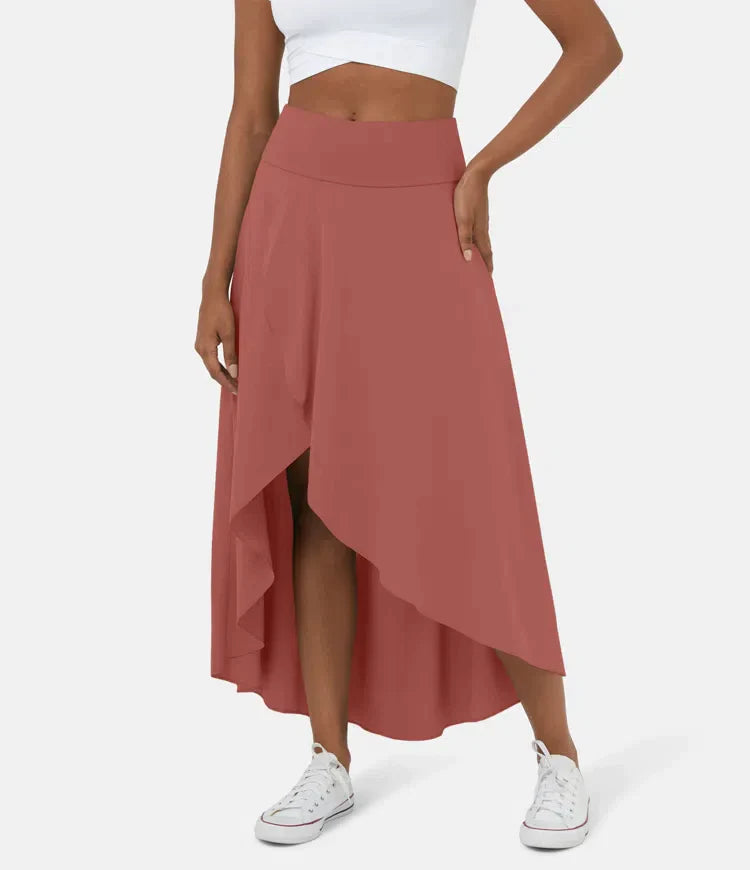 BERYL | QUICK DRY HIGH-WAIST MIDI SKIRT WITH RUFFLE HEM