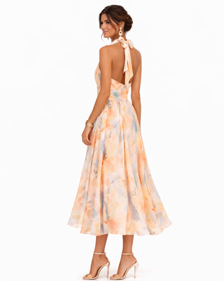ROSE | HALTERNECK DRESS WITH WATERCOLOUR PRINT