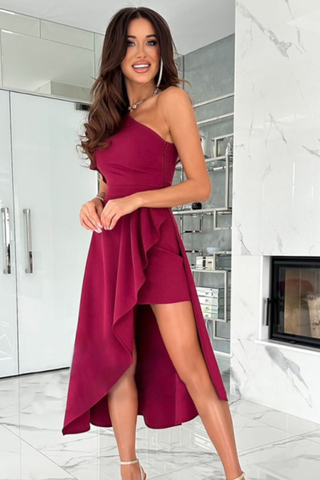 TARA | ONE-SHOULDER ASYMMETRIC HI-LOW DRESS