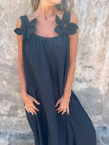SYBIL | BOW STRAP U-NECK MAXI DRESS