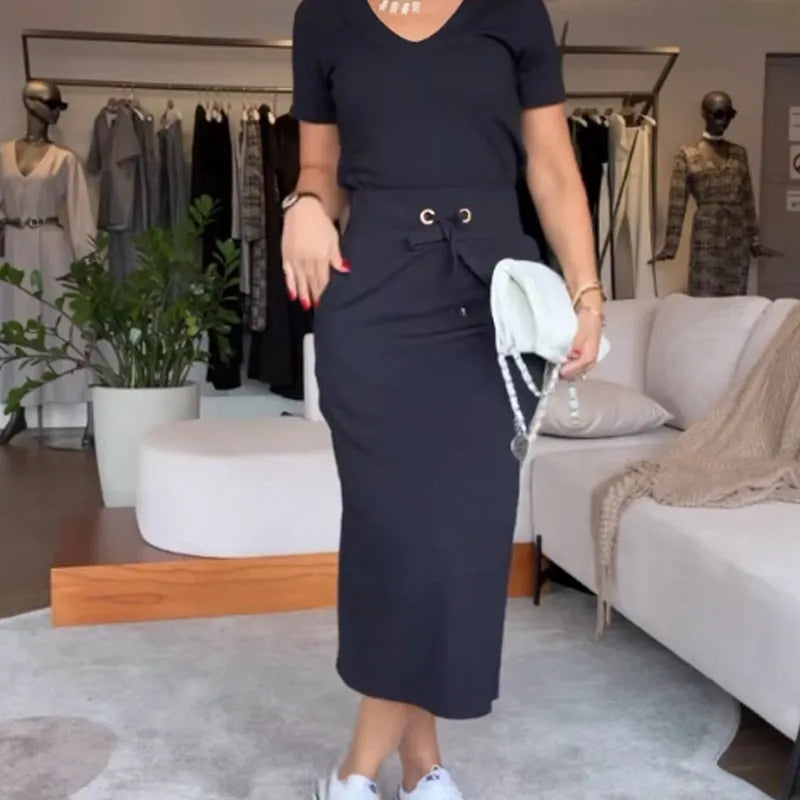 CECILY | V-NECK TOP & SKIRT SET