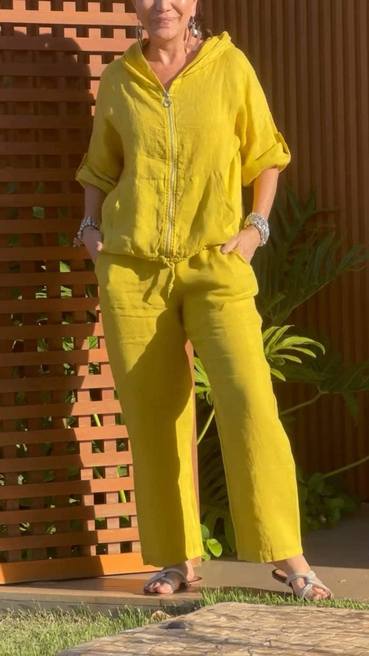 LORETTA | SUMMER HOODED ZIP-UP TOP & TROUSER SET