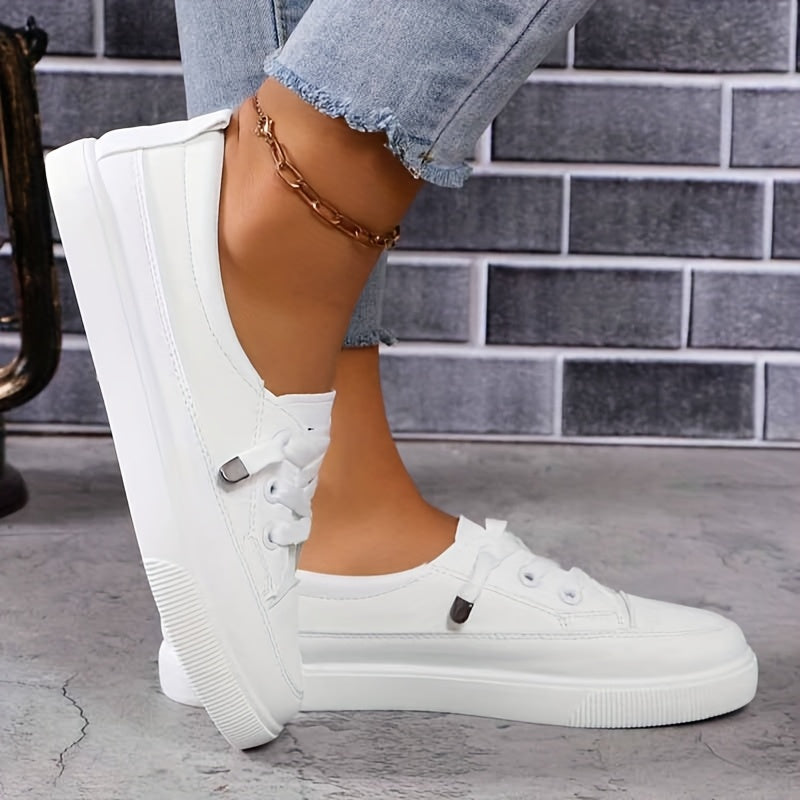 LORNA | ORTHOPAEDIC WHITE LACE-UP FLAT TRAINERS