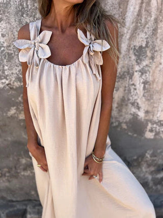 SYBIL | BOW STRAP U-NECK MAXI DRESS