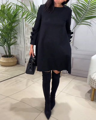 MEREDITH | ROUND NECK CUT-OUT SLEEVE SWING DRESS