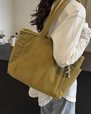 SYLVA | RIBBED TOTE BAG WITH CORD DETAIL