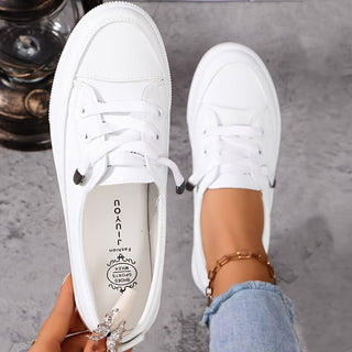 LORNA | ORTHOPAEDIC WHITE LACE-UP FLAT TRAINERS