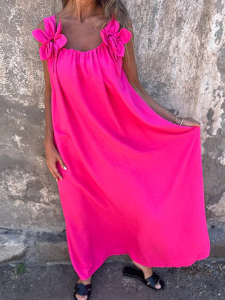 SYBIL | BOW STRAP U-NECK MAXI DRESS