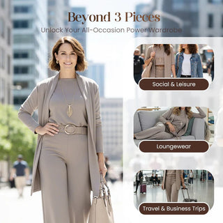 ROSEMARY | ELEGANT THREE-PIECE CARDIGAN, TOP & WIDE-LEG TROUSER SET