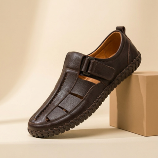 KIRKHAM CAGE-WEAVE LEATHER SANDALS