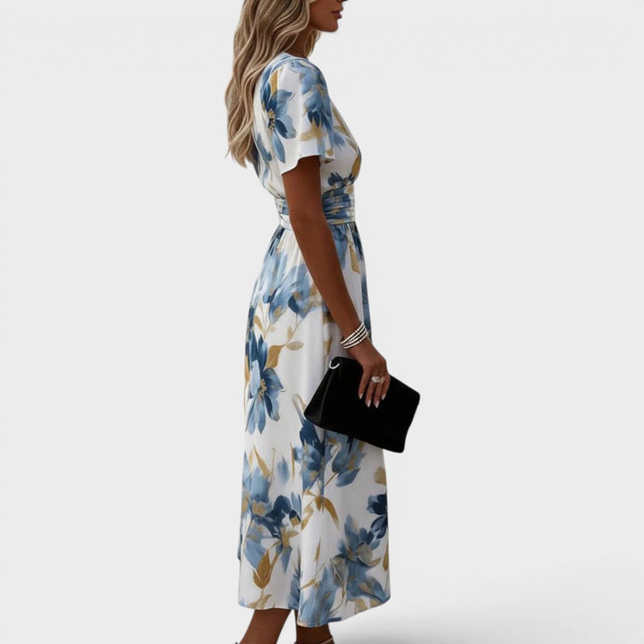 CORINNA | FLORAL WRAP WAIST MIDI DRESS