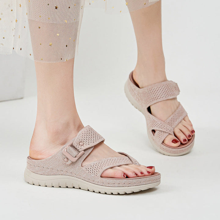 CHLOE | KNIT TOE-LOOP ORTHOPEDIC SLIDES