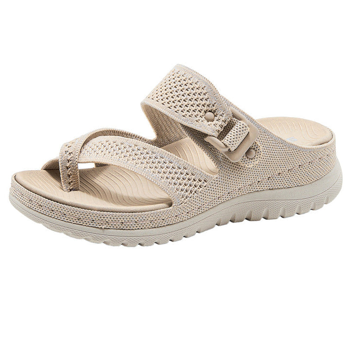 CHLOE | KNIT TOE-LOOP ORTHOPEDIC SLIDES