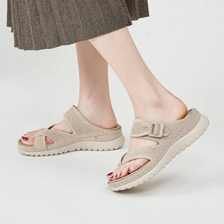 CHLOE | KNIT TOE-LOOP ORTHOPEDIC SLIDES