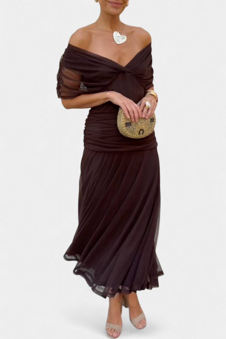 PENELOPE | LONG FLORAL V-NECK DRESS