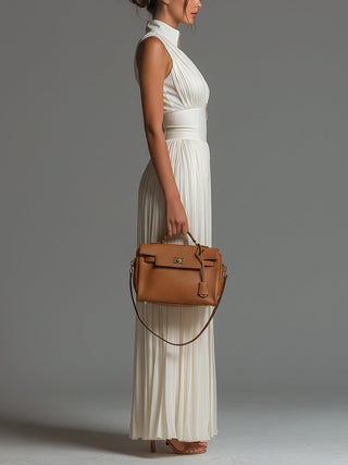 CLAIRE | WHITE PLEATED CHIFFON JUMPSUIT