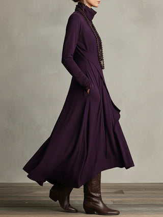 Lonnie | Elegant High-Neck Asymmetrical Draped Maxi Dress