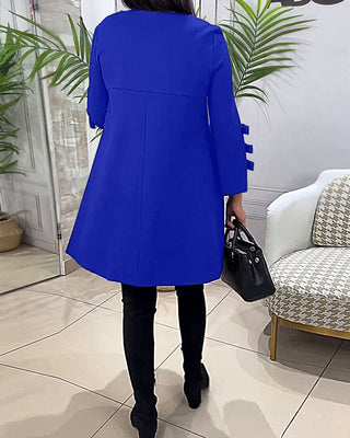 MEREDITH | ROUND NECK CUT-OUT SLEEVE SWING DRESS