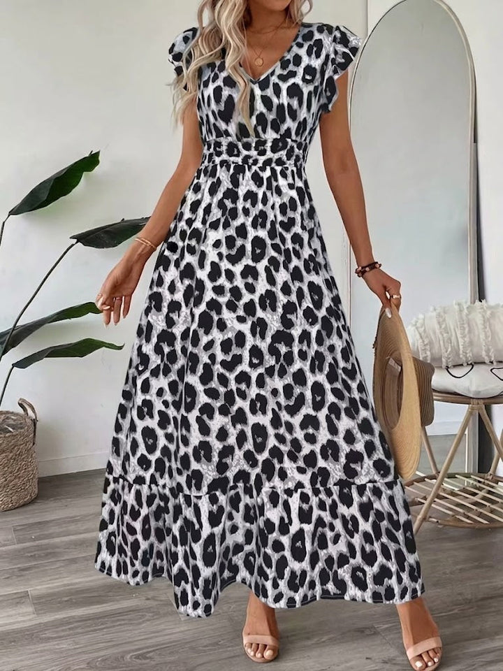 KAREN | BAROQUE MAXI DRESS WITH V-NECK