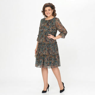 NOREEN | PAISLEY PRINT CHIFFON MIDI DRESS WITH TUMMY COVERAGE
