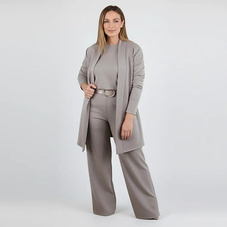 ROSEMARY | ELEGANT THREE-PIECE CARDIGAN, TOP & WIDE-LEG TROUSER SET