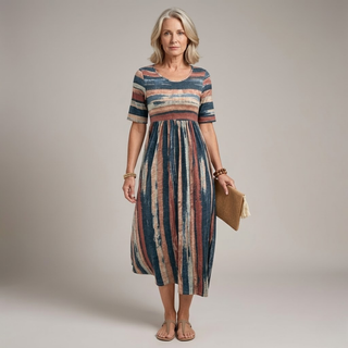 Georgia - Elegant Striped Midi Dress