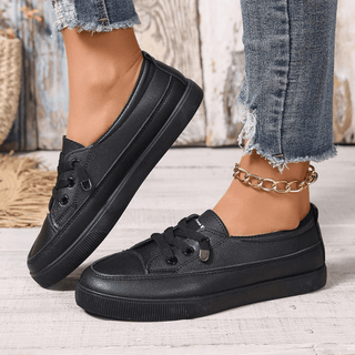 LORNA | ORTHOPAEDIC WHITE LACE-UP FLAT TRAINERS