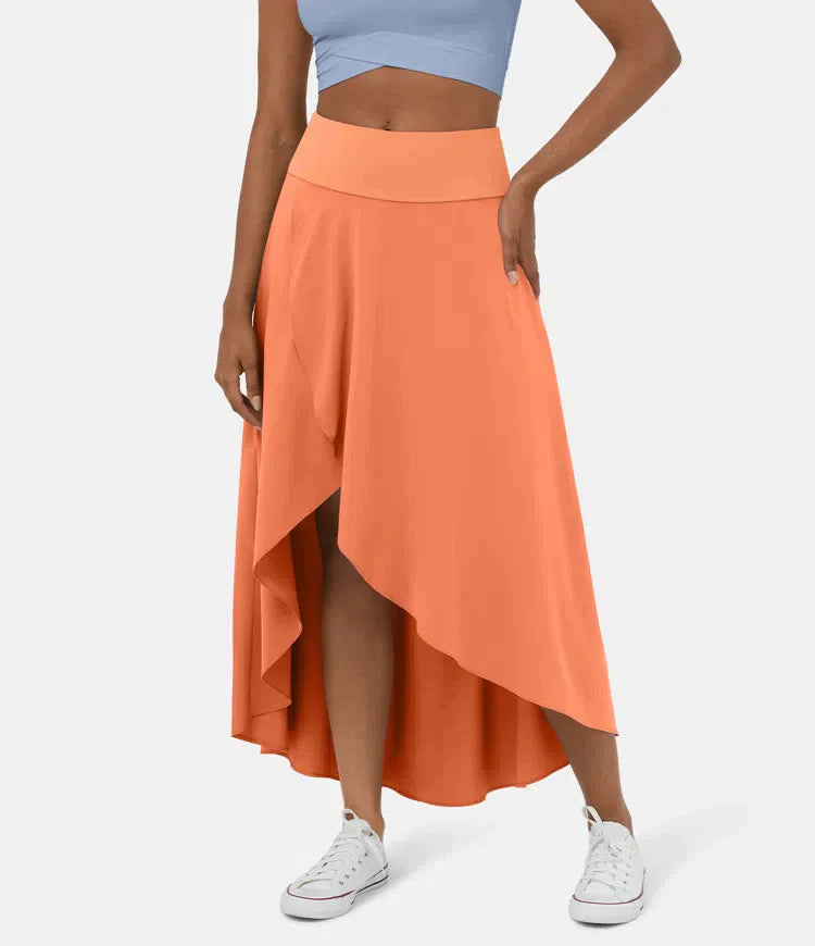 BERYL | QUICK DRY HIGH-WAIST MIDI SKIRT WITH RUFFLE HEM