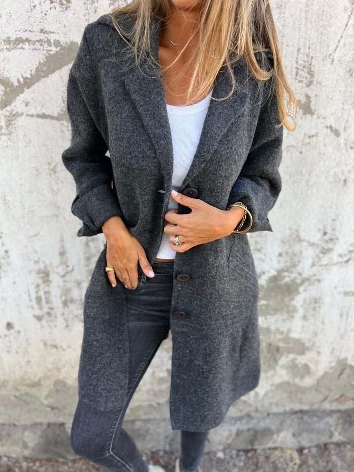 MIRIAM | LAPEL COLLAR BUTTON-FRONT COAT